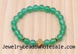 CGB8922 8mm, 10mm green agate, cross & rondelle hematite beaded bracelets