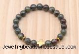 CGB8931 8mm, 10mm dragon blood jasper, cross & rondelle hematite beaded bracelets