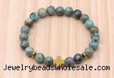 CGB8937 8mm, 10mm African turquoise, cross & rondelle hematite beaded bracelets