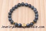 CGB8940 8mm, 10mm black labradorite, cross & rondelle hematite beaded bracelets