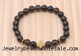 CGB8943 8mm, 10mm smoky quartz, cross & rondelle hematite beaded bracelets