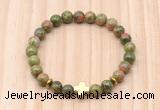 CGB8947 8mm, 10mm unakite, cross & rondelle hematite beaded bracelets