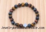 CGB8948 8mm, 10mm colorful tiger eye, cross & rondelle hematite beaded bracelets