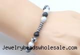 CGB8964 8mm, 10mm black & white jasper & rondelle hematite beaded bracelets