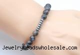 CGB8968 8mm, 10mm grey opal & rondelle hematite beaded bracelets