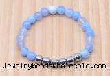 CGB8981 8mm, 10mm blue agate & drum hematite beaded bracelets