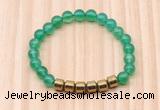 CGB8982 8mm, 10mm green agate & drum hematite beaded bracelets