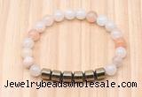 CGB8984 8mm, 10mm pink aventurine & drum hematite beaded bracelets