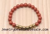 CGB8987 8mm, 10mm red jasper & drum hematite beaded bracelets