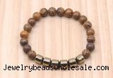 CGB8989 8mm, 10mm elephant skin jasper & drum hematite beaded bracelets