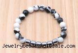 CGB8994 8mm, 10mm black & white jasper & drum hematite beaded bracelets