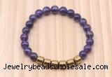 CGB9004 8mm, 10mm amethyst & drum hematite beaded bracelets