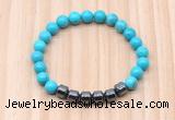 CGB9006 8mm, 10mm turquoise & drum hematite beaded bracelets