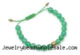 CGB9022 8mm, 10mm green agate & drum hematite adjustable bracelets