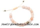 CGB9024 8mm, 10mm pink aventurine & drum hematite adjustable bracelets