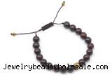 CGB9028 8mm, 10mm brecciated jasper & drum hematite adjustable bracelets