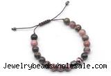 CGB9036 8mm, 10mm rhodonite & drum hematite adjustable bracelets