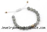 CGB9039 8mm, 10mm labradorite & drum hematite adjustable bracelets