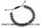 CGB9040 8mm, 10mm black labradorite & drum hematite adjustable bracelets