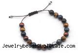 CGB9048 8mm, 10mm colorful tiger eye & drum hematite adjustable bracelets