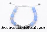 CGB9061 8mm, 10mm blue agate & drum hematite adjustable bracelets