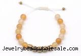 CGB9065 8mm, 10mm yellow aventurine & drum hematite adjustable bracelets