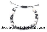 CGB9074 8mm, 10mm black & white jasper & drum hematite adjustable bracelets