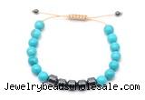 CGB9086 8mm, 10mm turquoise & drum hematite adjustable bracelets