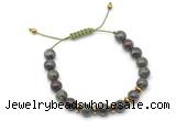 CGB9111 8mm, 10mm dragon blood jasper & rondelle hematite adjustable bracelets