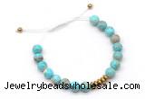 CGB9112 8mm, 10mm blue sea sediment jasper & rondelle hematite adjustable bracelets