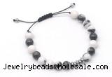 CGB9114 8mm, 10mm black & white jasper & rondelle hematite adjustable bracelets