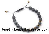 CGB9120 8mm, 10mm black labradorite & rondelle hematite adjustable bracelets