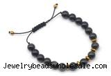 CGB9122 8mm, 10mm golden obsidian & rondelle hematite adjustable bracelets