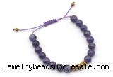 CGB9124 8mm, 10mm amethyst & rondelle hematite adjustable bracelets