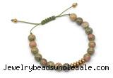 CGB9127 8mm, 10mm unakite & rondelle hematite adjustable bracelets