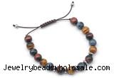 CGB9128 8mm, 10mm colorful tiger eye & rondelle hematite adjustable bracelets