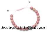 CGB9146 8mm, 10mm pink wooden jasper & cross hematite adjustable bracelets