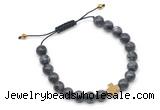 CGB9160 8mm, 10mm black labradorite & cross hematite adjustable bracelets