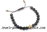 CGB9163 8mm, 10mm smoky quartz & cross hematite adjustable bracelets