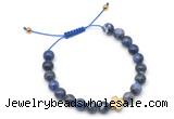 CGB9165 8mm, 10mm sodalite & cross hematite adjustable bracelets