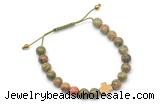 CGB9167 8mm, 10mm unakite & cross hematite adjustable bracelets