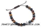 CGB9168 8mm, 10mm colorful tiger eye & cross hematite adjustable bracelets