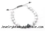 CGB9169 8mm, 10mm white howlite & cross hematite adjustable bracelets