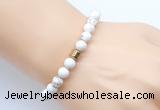 CGB9236 8mm, 10mm white howlite & drum hematite power beads bracelets