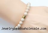 CGB9245 8mm, 10mm white fossil jasper & drum hematite power beads bracelets