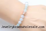 CGB9255 8mm, 10mm sea blue banded agate & drum hematite power beads bracelets