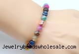 CGB9258 8mm, 10mm colorful banded agate & drum hematite power beads bracelets