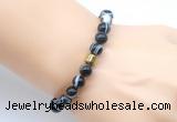 CGB9259 8mm, 10mm black banded agate & drum hematite power beads bracelets