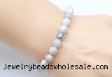 CGB9263 8mm, 10mm white crazy lace agate & drum hematite power beads bracelets