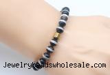 CGB9270 8mm, 10mm Tibetan agate & drum hematite power beads bracelets